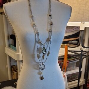 Sylca Designs Multi‑Strand Statement Necklace – Mixed Beads & Metal Accents